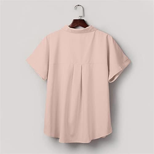 Копче за кратки ракави за жени надолу со кошули лаптили летни лабави блузи случајни работни обични врвови