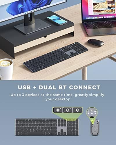Безжична Bluetooth Тастатура и Глувчето За Победа &засилувач; Mac, Мулти-Уред За Полнење Тенок Тастатура И Глувчето Комбо, Компатибилен