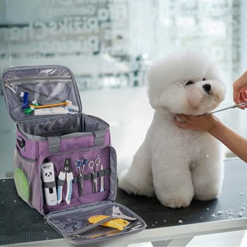 ЧАНТА ЗА Чешлање Миленичиња BABEYER, Организаторска Торба За Чешлање Кучиња, Совршена За Додатоци За Комплет За Чешлање Миленичиња-Виолетова