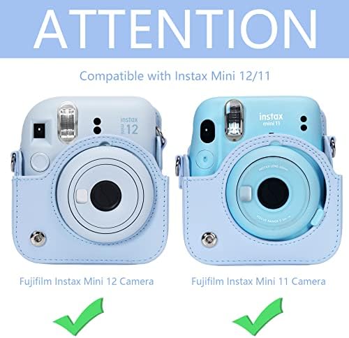 Aenlosi Pu Кожна Заштитна Кутија За Fujifilm Instax Mini 12/11 Инстант Филм Камера Патување Случај,Со Џеб и Прилагодливи Рамо Лента