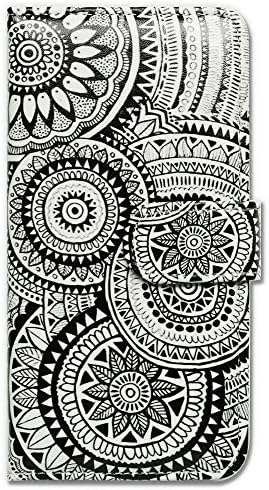 ipod touch 7 Case, iPod Touch 6 Case, BCOV Black Mandala Model Pattern Wallet Flip Flip Cofe Cover Cose со држач за лична карта за картички