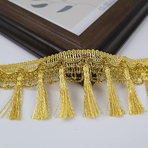 Idongcai 12 јарди злато раб за шиење на ласкање за занаети за Божиќ занаетчиски занаетчиски материјали 2.2 инчи