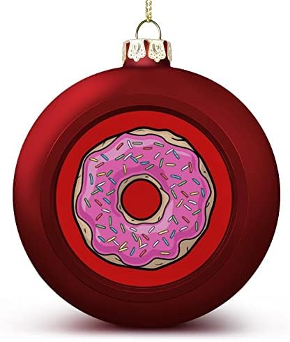 Розови крофни Божиќни украси за божиќни топка Shatterproof Xmas висат украси на дрвја пластични топки поставени за празнична свадбена забава