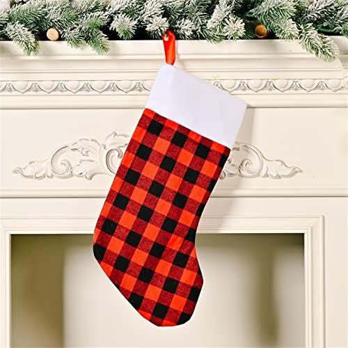 Божиќни Чорапи Решетки Божиќни Чорапи Бела Кадифена Декорација Класични Персонализирани Големи Чорапи Украси Големи Украсни Монистра Венец