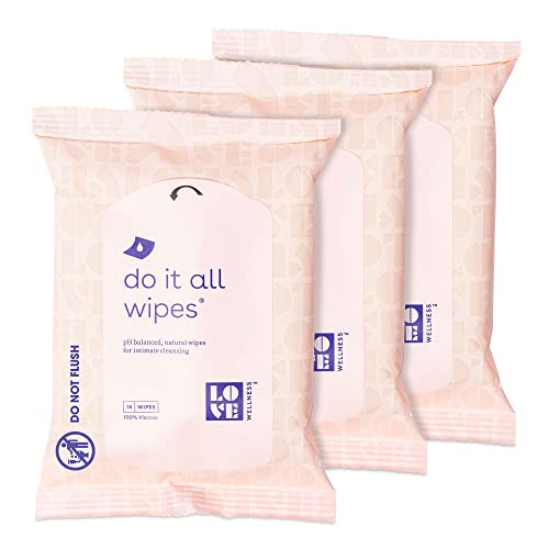 Loveубов Велнес женствена марамчиња за жени, 3 -пакувања - смирувачки и смирувачки марамчиња за балансирање на pH за вагинално здравје
