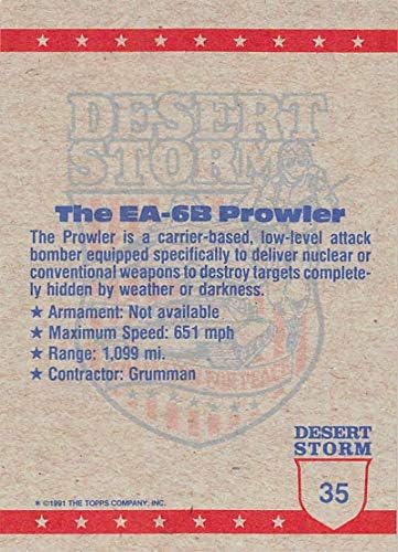 1991 Топс Пустинска Бура Жолто Лого Писмо Коалиција за Мир Тргување Картички 35А - 6Б Prowler