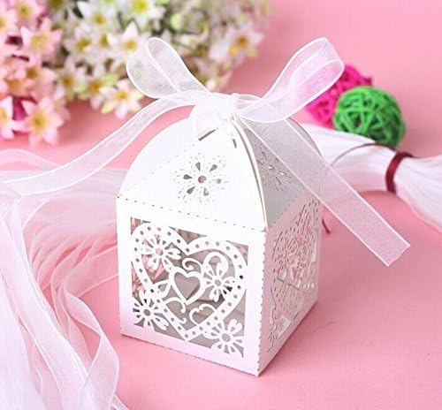 Krismile 50 Пакет бонбони кутија свадба бонбони кутии љубов срцето ласерски сече казаменто свадба корист подарок кутија