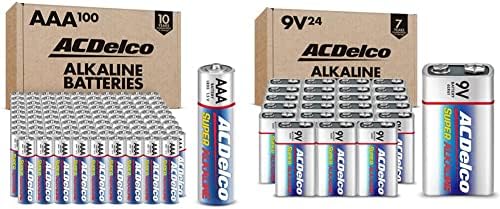 ACDelco 100-Брои ААА Батерии, Максимална Моќност Супер Алкална Батерија, 10-Годишен Рок На Траење, Затворен Пакување &засилувач; ACDelco 24-Брои