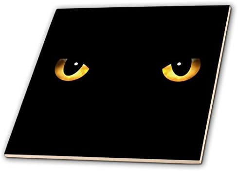 3дроза Плашливи Очи На Црна Мачка-Керамичка Плочка, 4-инчен, Повеќебоен