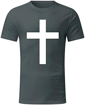 HDDK MENS војник со кратки ракави маици летна вера Исус крст печати врвови за вежбање спортски екипаж на екипажот Основни маички