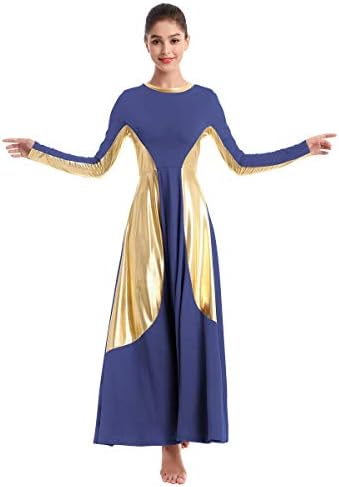 Imените на Имекис, металик злато пофалби, танцов фустан, боја блок појас, долг ракав литургиски богослужба костуми црковна облека