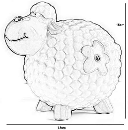 Леп овци свинче банка, керамика со голем капацитет за деца со цртан филм за деца, украси за украсување на мебел 1114C