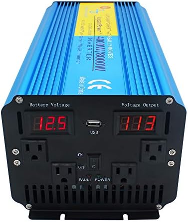 Инвертер за напојување со чист синусен бран 4000w 12V до 110V DC до AC со LED дисплеј далечински контролер за камион RV Home Solar System