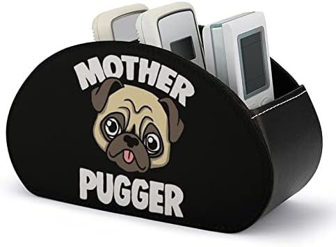 Pug Moms Mothers Day PU кожа далечински управувач за далечински управувачи на кутијата за складирање на бирото со 5 оддели