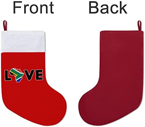 Loveубовта во Јужна Африка Божиќни чорапи црвен кадифе со бела торба за бонбони Божиќни украси и додаток на семејна забава