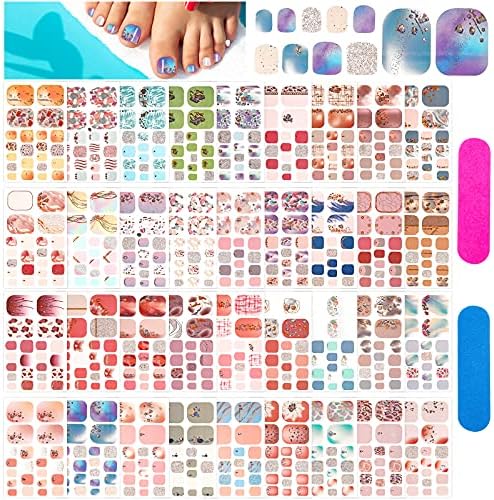 792 парчиња 36 листови обвивки за нокти со 2 парчиња датотеки за нокти, налепници за целосна нокти за жени девојки самолепливи полевални
