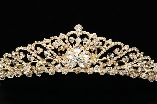 Невестинска Свадба Принцеза Кристали Кристално Цвеќе Дијадема Круна-Сребро Позлата