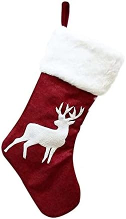 Дефлаб чорапи Божиќни чорапи 18 инчи Антлерс, снегулка со ленени и житни класични големи чорапи, торби, детски подароци. Божиќни чорапи
