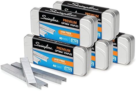 Swingline Staples, Optima, Premium, должина од 1/4 , без џем, 210 по лента, 3.750/кутија, 5 пакувања