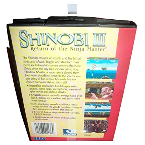 Адити Шиноби 3 - Враќање на насловната страница на нинџата со кутија и прирачник за Sega Megadrive Genesis Video Game Console 16 Bit MD картичка