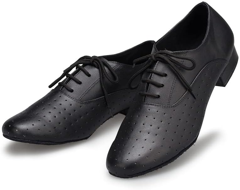 Аокунфс машки латински танцувачки чевли црна кожа салса салса ликови чевли, модел L148