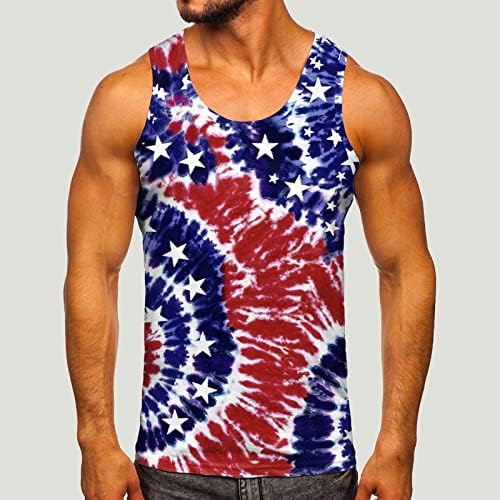 Духен Менс Американски резервоар за знамиња врвни мажи мода пролетно лето лето -случајно без ракави, печатени резервоари на вратот врвови кошули