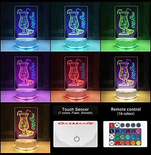 Ancfun mojito неонски ефект LED биро ламба, осветленост со мулти-бои ноќна светлина, LED светло, акрилна ламба, декор за спална