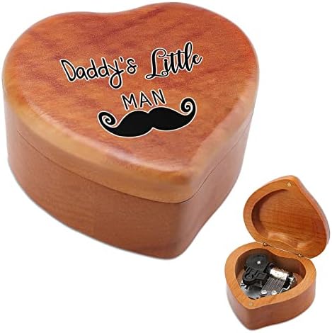 Малиот човек на тато, брада часовници музички кутија гроздобер дрвена форма во форма на срце, музички кутии играчки подароци украси
