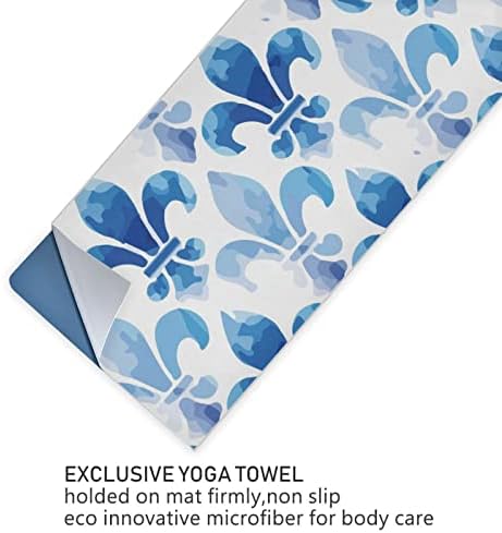 Augenserstan Yoga Blackte Fleur-De-Lis-Blue-Sea-Sea јога крпа за јога мат пешкир