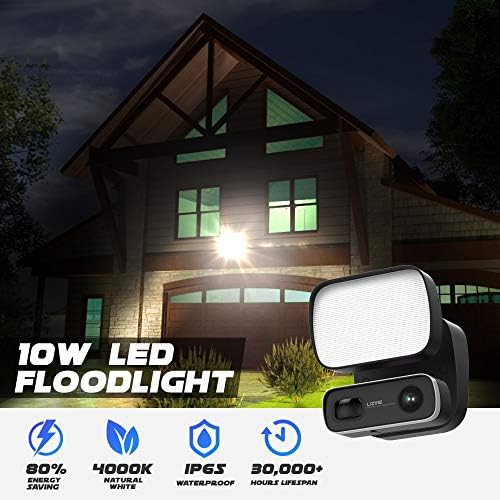 Лизви безбедносна камера за светло за поплавување на отворено, 1080p HD WiFi App View PIR Motion Detection IP65 Водоотпорни камери за ноќно гледање
