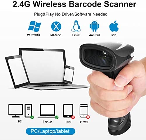 Wireless JRHC 2D QR Баркод Скенер, Скенер за код за шифри за шифри за код за код за код за полнење со безжичен код PDF417