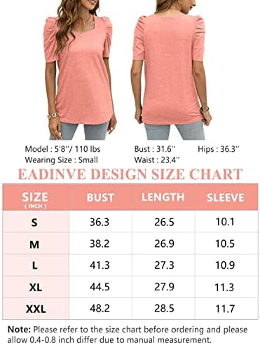 Eadinve Womens Long Sweever Sweetshirt Casual Square Reck Puff Tunic Топ за хеланки лабаво вклопување