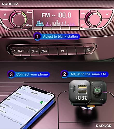 R Раддор Bluetooth Автомобил Адаптер Надградени PD 25w &засилувач; 3.1 Супер Брзо Полнење, FM Bluetooth предавател автомобил, Уживајте Во