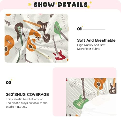 Umiriko Guitar Pack n Play Baby Play Playard Sheets, Mini Crib Sheet за момчиња девојчиња играч на материи Cover 20245572