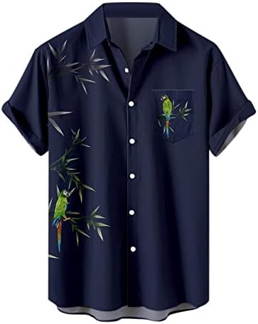 Менс Поло кошули, машко ретро копче надолу во боречки кошули 50 -ти рокобили стил летни врвови во кубански стил камп кошула