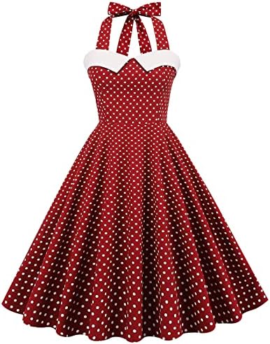 Женски гроздобер полкови облеки во 1950 -тите Одри Хепберн, запрено, без ракави на вратот, ретро фустани, коктел забава, замав фустан