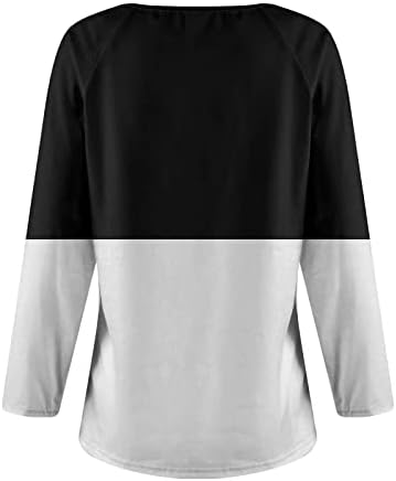 Обични кошули со Требин за жени, женски моден обичен темперамент патент v-врат неправилен шарен геометриски принт долг долг