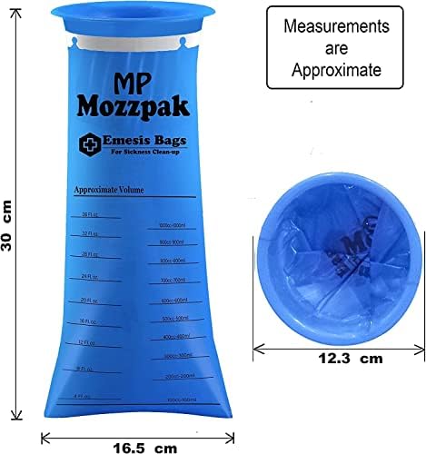 MP Mozzpak Vomit торби за еднократна употреба - 100 пакувања - 1000ml Barf торби - отпорни на протекување, медицинска оценка, преносни