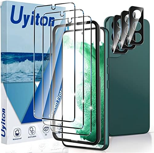 Uyiton компатибилен со заштитник на екранот S22 3+3 пакет Samsung Galaxy S22 5G Temered стаклен екран на капакот на стакло и заштитни