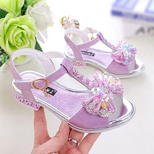 Деца чевли модни дебели стапала со сандали со дијамантска пеперутка лето отворено студентско танцување бебешки мали деца чевли