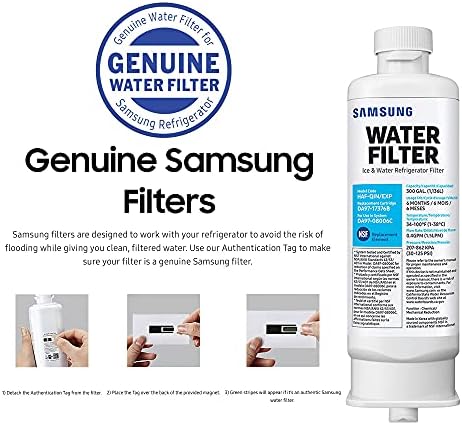 Samsung оригинален филтер за фрижидер вода и мраз, филтрација на јаглероден блок, отстранува 99% штетни загадувачи за чиста, чиста вода за
