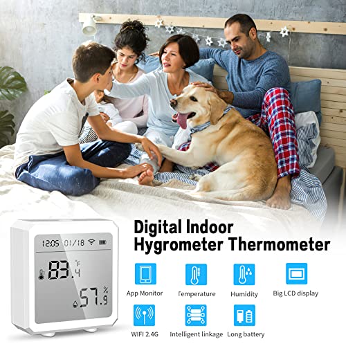 Сензор за влажност на паметната температура со апликација ， монитор за влажност на безжична температура ， WiFi термометар хигрометар
