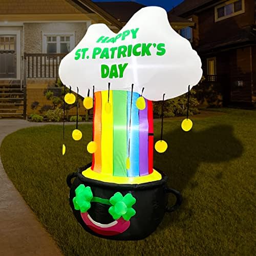 Забава забава 6ft надувување на Денот на Сент Патрик Денот на Виножито Облак Тегла Декорација, LED BLEG UP осветлен декор затворен отворен