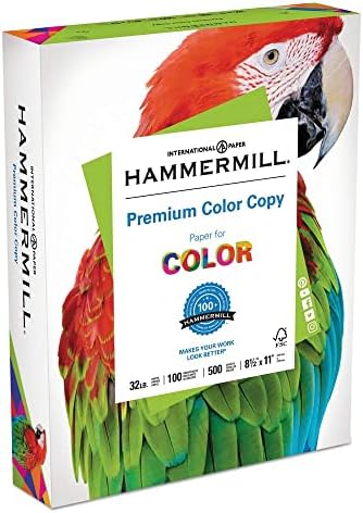 Хамермил 10263-0 Премиум хартија за копирање во боја, 100 светла, 32lb, буква, фотографија бела