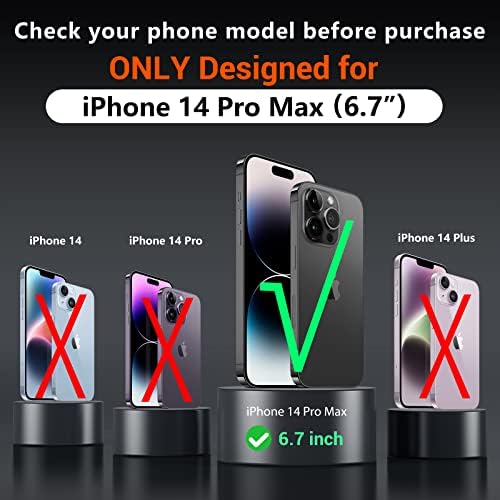 Mozoter [6 во 1 магнетски силиконски случај за iPhone 14 Pro Max Case, [12 ft Shockproof компатибилен со Magsafe] [3 заштитнички екран