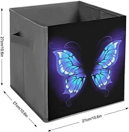 Виолетова Пеперутка Крилја На Црна Стп Кожа Склопувачки Канти За Складирање Платно Коцка Организатор Кошница Со Рачки