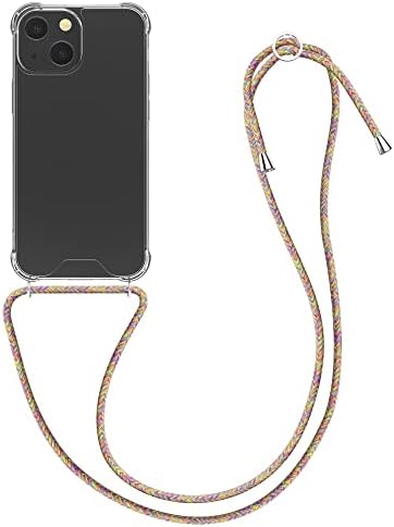 CWMobile Crossbody Case компатибилен со Apple iPhone 13 Mini Case - Clear TPU телефонски покритие w/лента за кабел за ланде