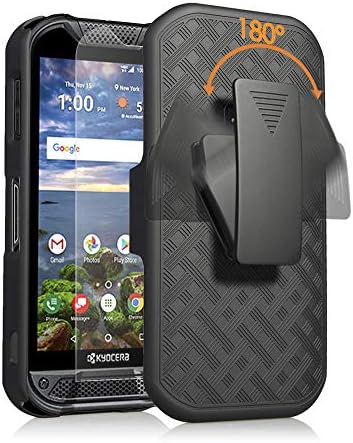 Компатибилен за Kyocera Duraforce Pro 2 E6900 E6910 E6920 Case со калено стакло заштитник на екранот за заштита на ременот, дефанзивец