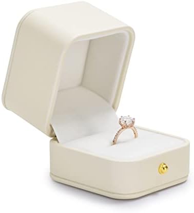 ОИРЛВ Елегантен бел прстен кутија кожна ангажман прстен кутија за накит за подароци за свадба предлог за кадифено внатрешно прстен случај
