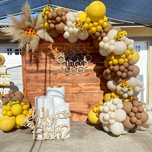 156 парчиња двојно полнети балони лак гарланд комплет неутрален лимон жолт кафеав балони за бебешки туш свадба роденденски украси украси